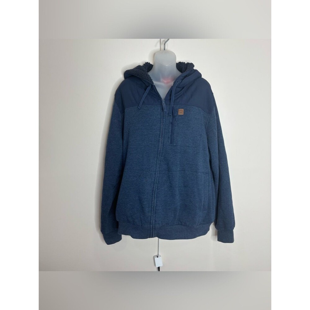 Coleman Navy Blue Hooded Zip Jacket Coat fleece lined size XL